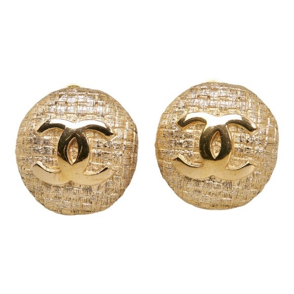 CHANEL Jewelry - CHANEL Cocomark Mesh Earrings Gold Women's